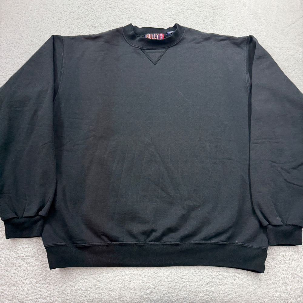 Bully Brand Bigwear Mens Black Crewneck Sweatshirt V-Stitch Made in Canada LT